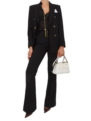 Pantaloni Elisabetta Franchi in doppio crêpe nera con zip in DONNA