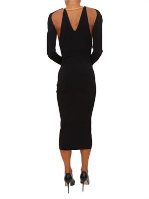 Abito Elisabetta Franchi  in maglia nera con catena gioiello in DONNA