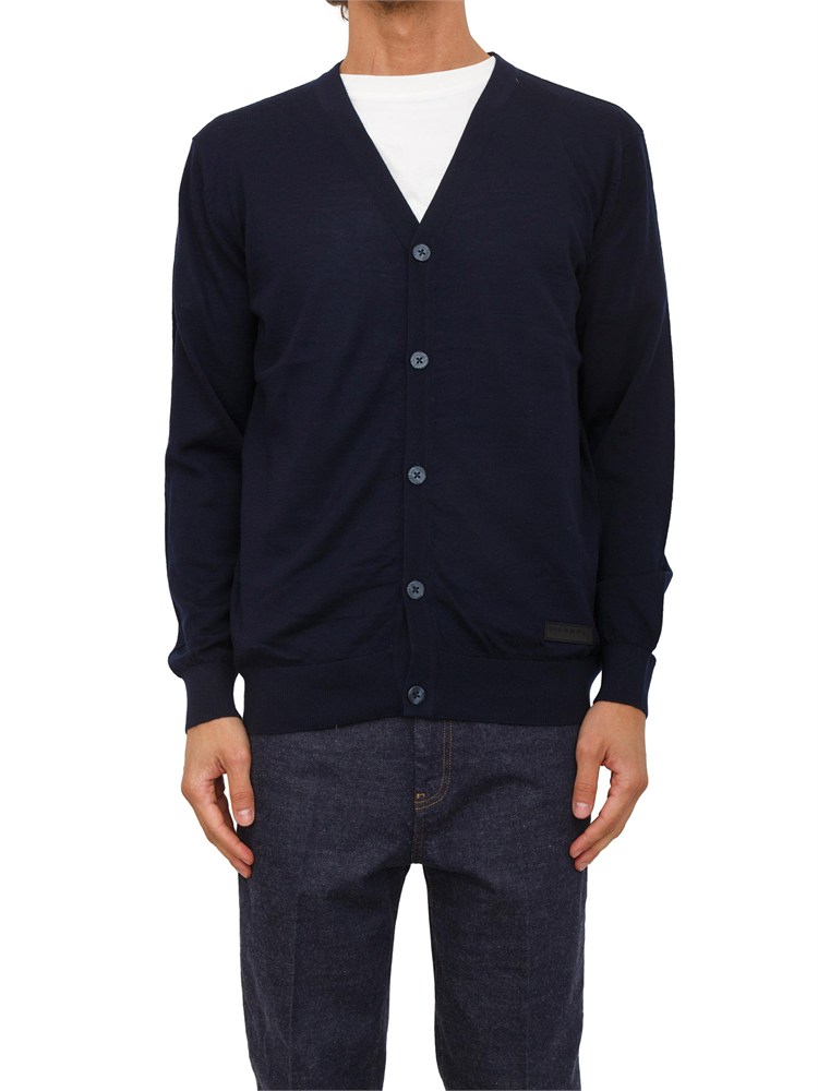 Cardigan uomo Richmond X in misto lana blu