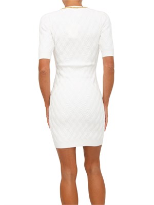 Abito Elisabetta Franchi in maglia avorio e catena gioiello in DONNA