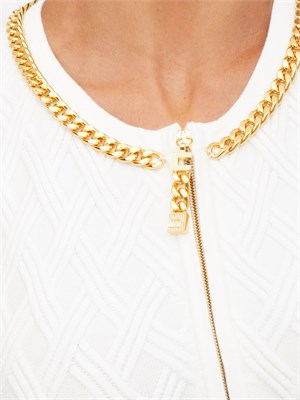 Abito Elisabetta Franchi in maglia avorio e catena gioiello in DONNA