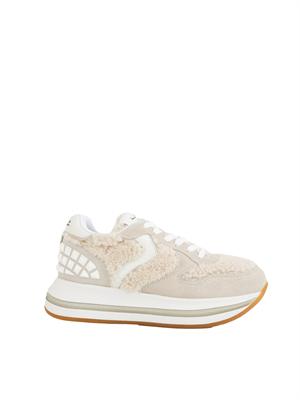 Snerakers donna Voile Blanche in suede e sintetico effetto pelliccia grigio tortora in DONNA