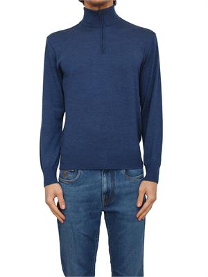 Maglia mezza zip Paul & Shark uomo x-soft in lana blu in UOMO