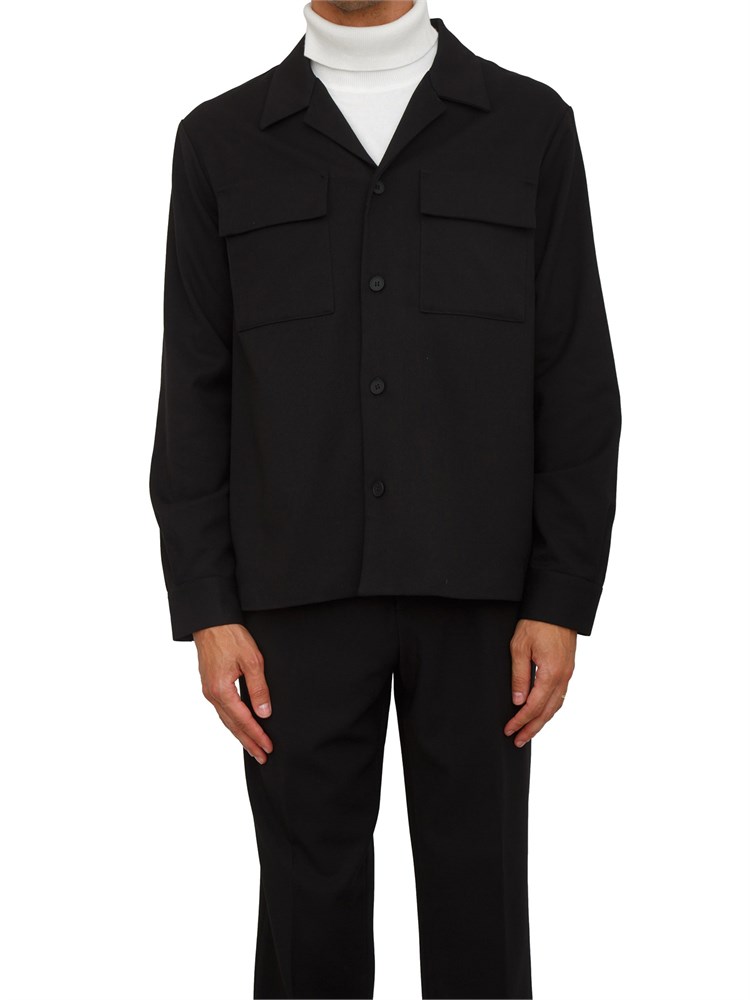 Giacca camicia overshirt Antony Morato in twill elasticizzato nero