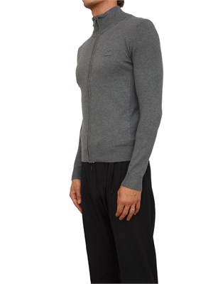 Maglia Antony Morato slim fit in misto viscosa grigia con patch logata e zip in UOMO