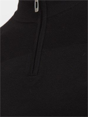 Maglia slim fit Antony Morato in misto viscosa nera con mezza zip in UOMO