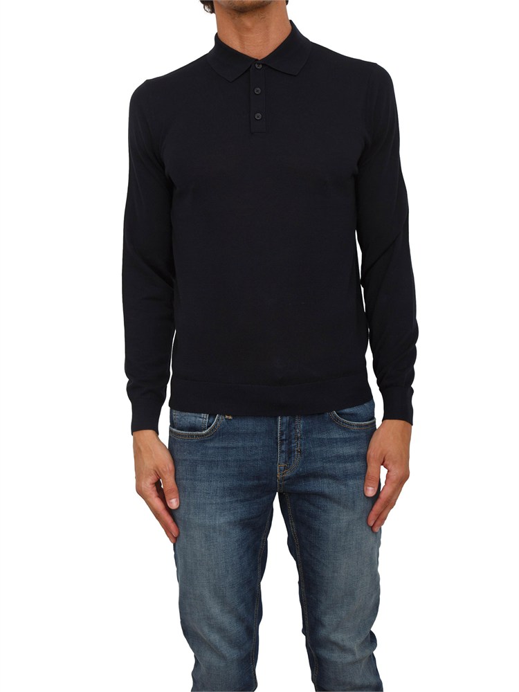 Maglia Antony Morato con colletto regular fit in misto lana super soft blu