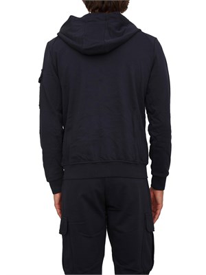 Felpa Antony Morato con zip e cappuccio in misto cotone interlock blu in UOMO