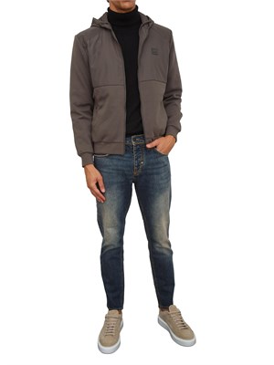 Felpa Antony Morato con zip e cappuccio in cotone interlock e tessuto tecnico verde in UOMO