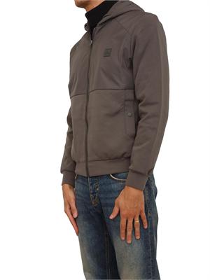 Felpa Antony Morato con zip e cappuccio in cotone interlock e tessuto tecnico verde in UOMO