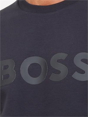 Felpa Boss uomo in cotone blu in UOMO