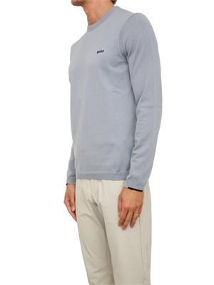 Maglia Boss uomo in cotone grigio e logo a contrasto in UOMO