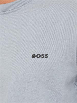 Maglia Boss uomo in cotone grigio e logo a contrasto in UOMO