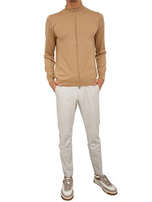 Maglia cardigan Boss uomo in lana vergine cammello in UOMO