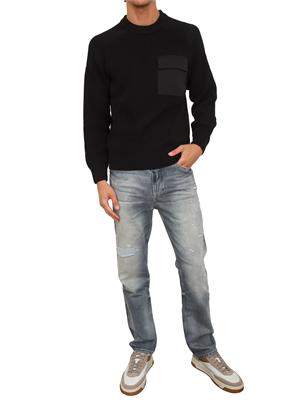 Maglia Boss uomo in cotone nero a coste e taschino in UOMO