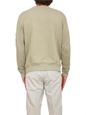 Felpa Boss uomo in misto cotone verde con tasca e zip su manica in UOMO