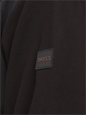 Felpa giubbino Boss uomo bimaterico nero con cappuccio in UOMO