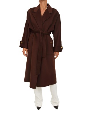 Cappotto Elisabetta Franchi in panno di misto lana double marrone in DONNA