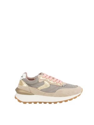 Sneakers donna Voile Blanche in tessuto tecnico beige con inserti in suede e pelle in DONNA