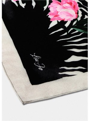Foulard Liu Jo nero stampa floreale zebrata in DONNA