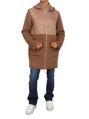Cappotto parka Liu Jo donna in panno misto lana e nylon cammello in DONNA