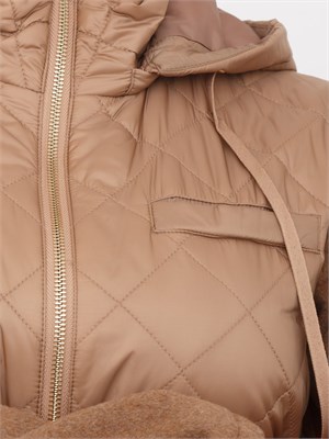 Cappotto parka Liu Jo donna in panno misto lana e nylon cammello in DONNA