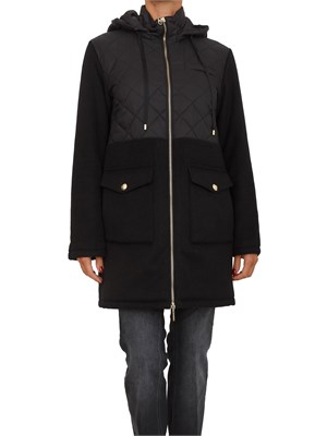 Cappotto parka Liu Jo donna in panno misto lana e nylon nero in DONNA