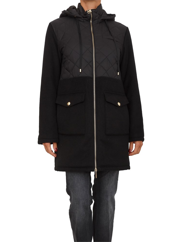 Cappotto parka Liu Jo donna in panno misto lana e nylon nero