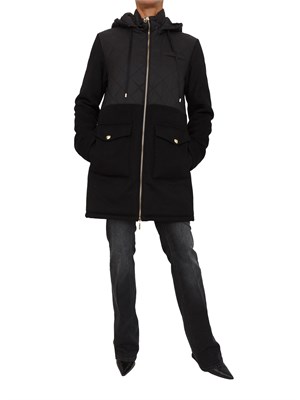 Cappotto parka Liu Jo donna in panno misto lana e nylon nero in DONNA