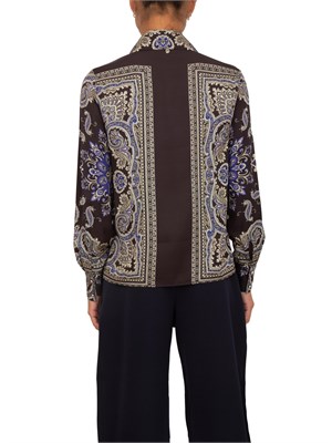 Camicia Liu Jo in twill di viscosa marrone con stampa all over in DONNA