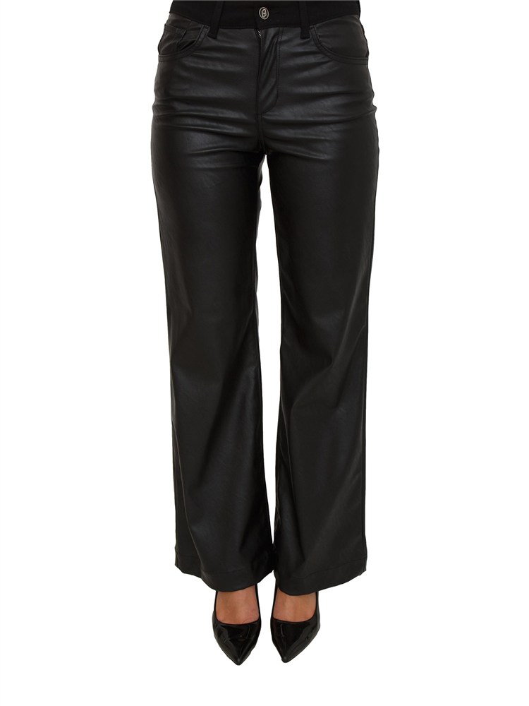 Pantaloni flare Liu Jo in tessuto spalmato effetto pelle nera