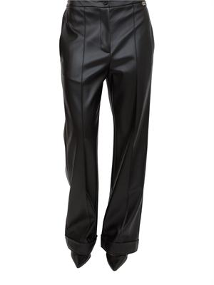 Pantaloni Liu Jo donna in tessuto spalmato effetto pelle nera in DONNA