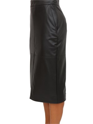 Gonna a tubino Elisabetta Franchi in ecopelle nera con ganci gioiello in DONNA