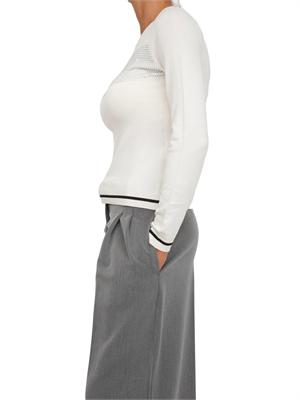Maglia Liu Jo in misto viscosa bianco con strass e mini borchie in DONNA