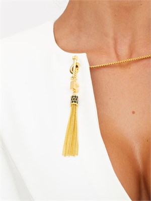 Abito Elisabetta Franchi in crêpe avorio con catena gioiello in DONNA