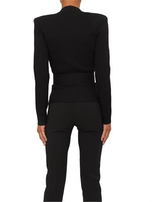 Giacca in maglia Elisabetta Franchi in punto stoffa nera con cintura in DONNA