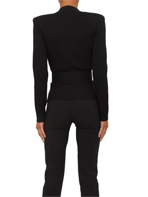 Giacca in maglia Elisabetta Franchi in punto stoffa nera con cintura in DONNA