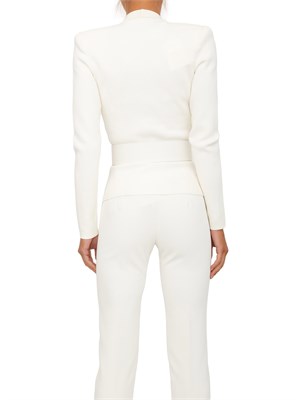 Giacca in maglia Elisabetta Franchi in punto stoffa bianco panna con cintura in DONNA