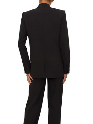 Giacca Elisabetta Franchi in crêpe nero con dettagli in raso in DONNA