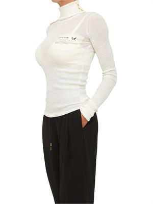 Maglia dolcevita Elisabetta Franchi in lana avorio in DONNA