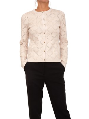 Twin-set Blugirl cardigan+top in viscosa rosa cipria con strass in DONNA