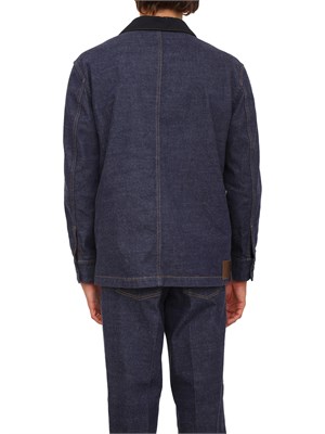 Giubbotto Paolo Pecora in denim indaco colletto a contrasto in UOMO