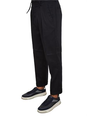 Pantalone chino Paolo Pecora in gabardina blu con coulisse in UOMO