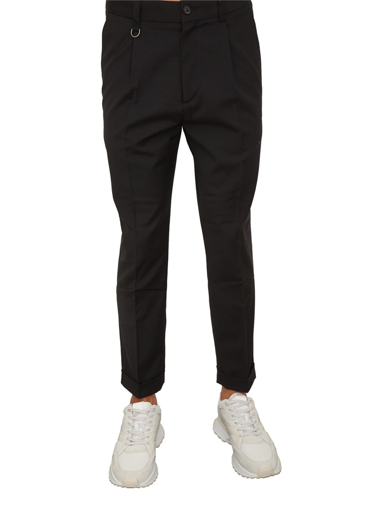 Pantaloni Paolo Pecora in gabardina smerigliata nera