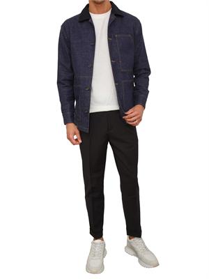 Pantaloni Paolo Pecora in gabardina smerigliata nera in UOMO