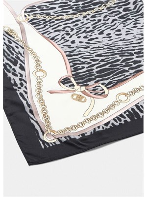 Foulard Liu Jo donna in tessuto nero stampa animalier in DONNA