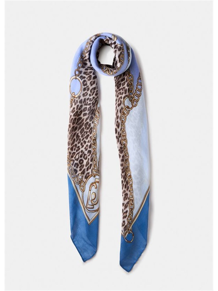 Foulard Liu Jo lilla con stampa animalier e catena