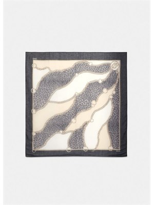 Foulard Liu Jo nero con stampa animalier e catena in DONNA