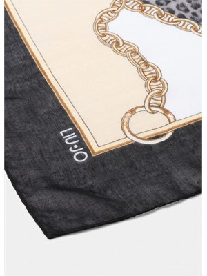 Foulard Liu Jo nero con stampa animalier e catena in DONNA