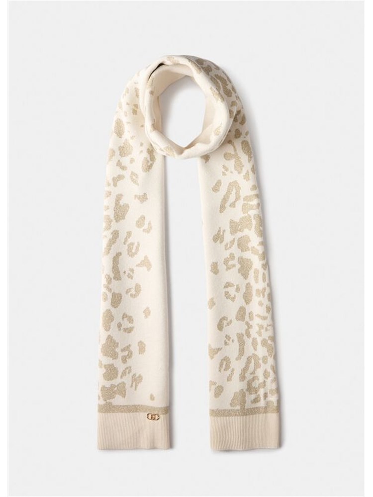 Sciarpa Liu Jo in viscosa e lurex avorio motivo animalier